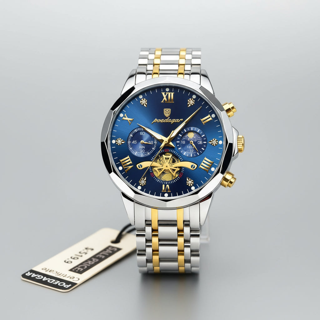 Premium Men's Chronograph Watch – Stainless Steel, Luminous, 3Bar Water‑Resistant