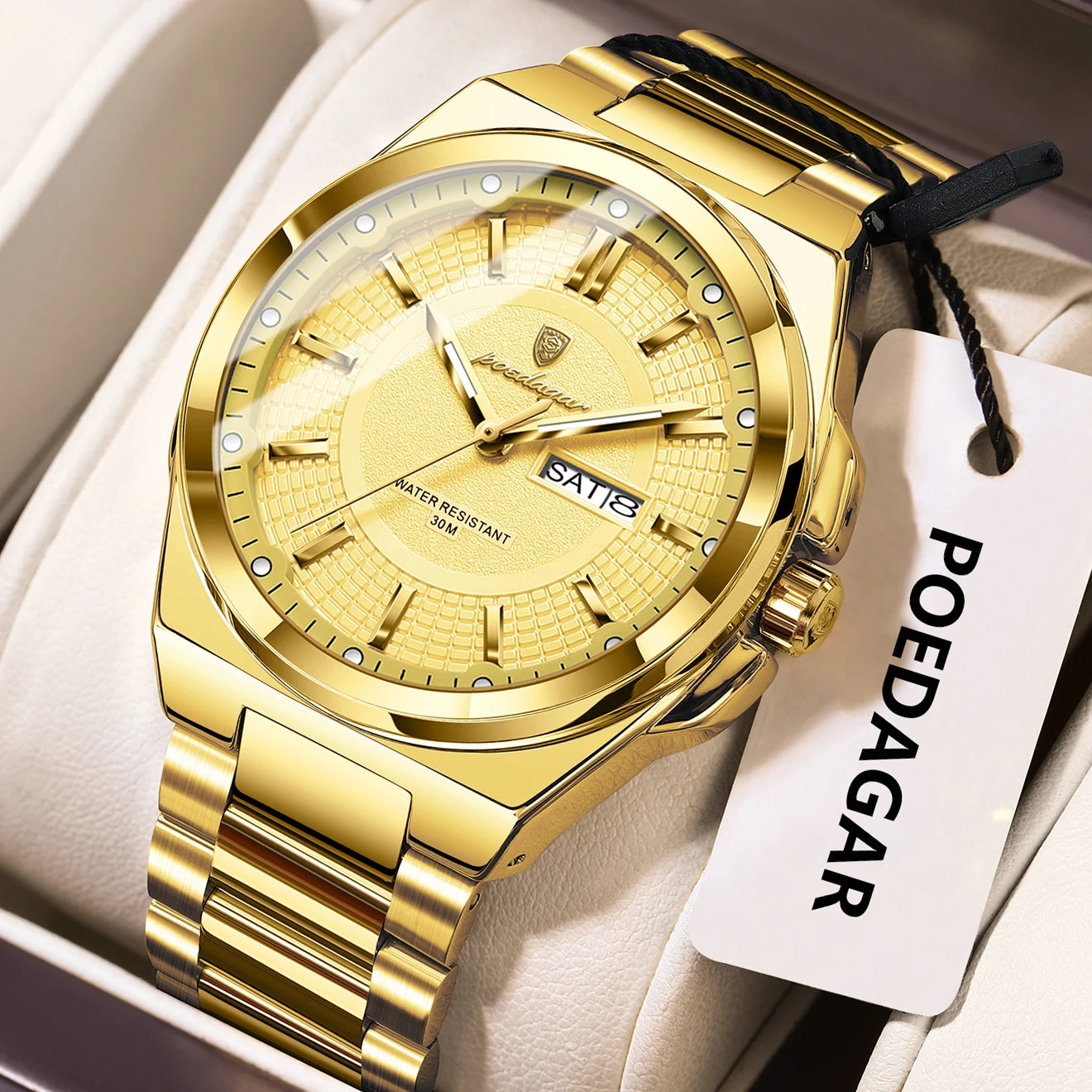 Premium Stainless Steel Chronograph – Day & Date, Luminous, Quartz